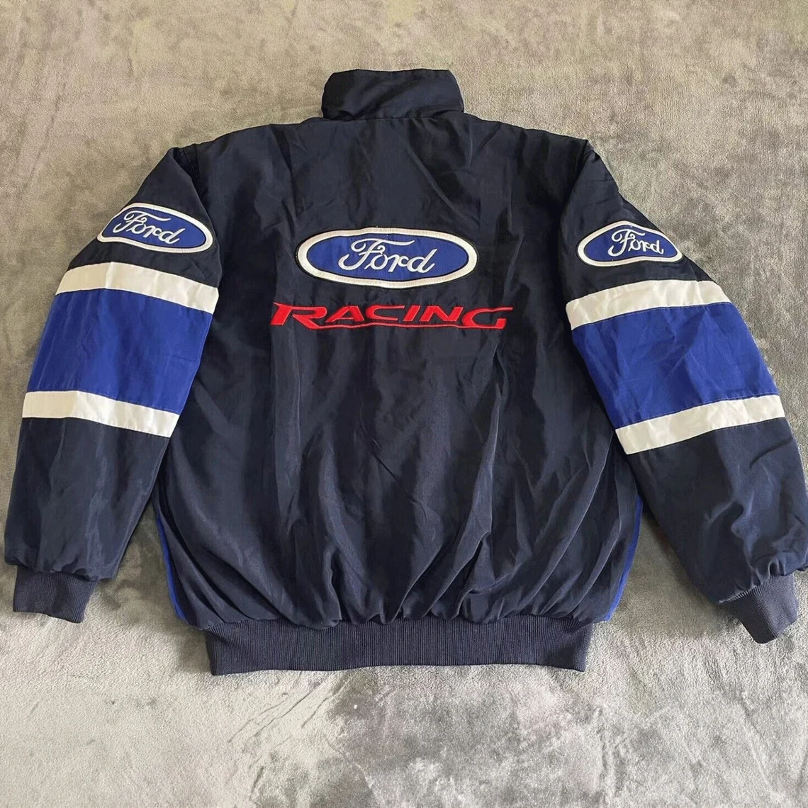 Ford Racing Jacket with Cotton,Vintage Rare F1 Bomber Jacket,90s Streetwear Embroidered Jacket,Y2K Nascar Jacket,Blue Formula one jacket