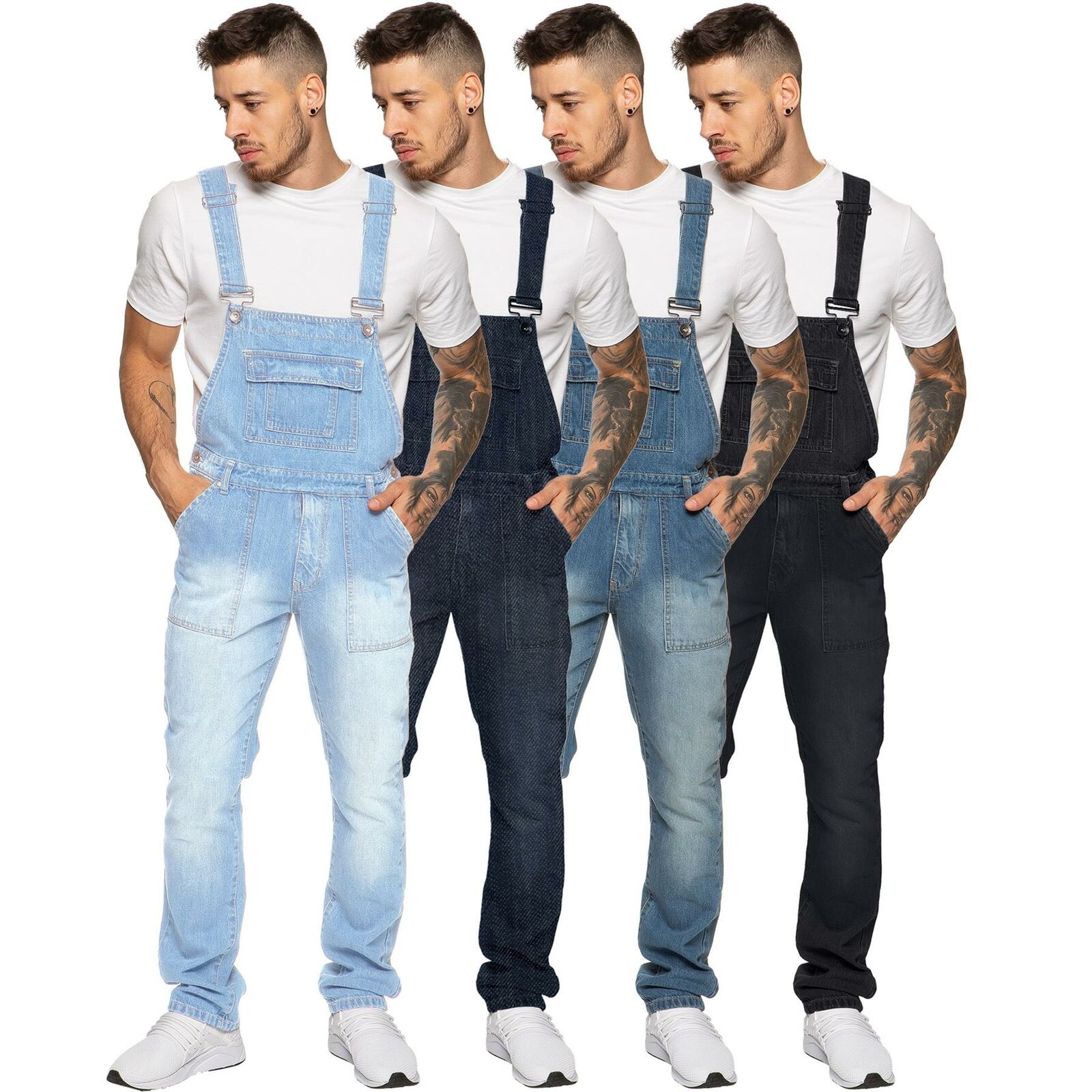 Enzo Jeans Mens Dungarees Denim Dungaree Overalls Big King All Waists 30" - 50"