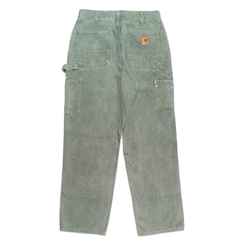Mens Carhartt Vintage Carpenter Trousers Green Size W32 L32 Relaxed