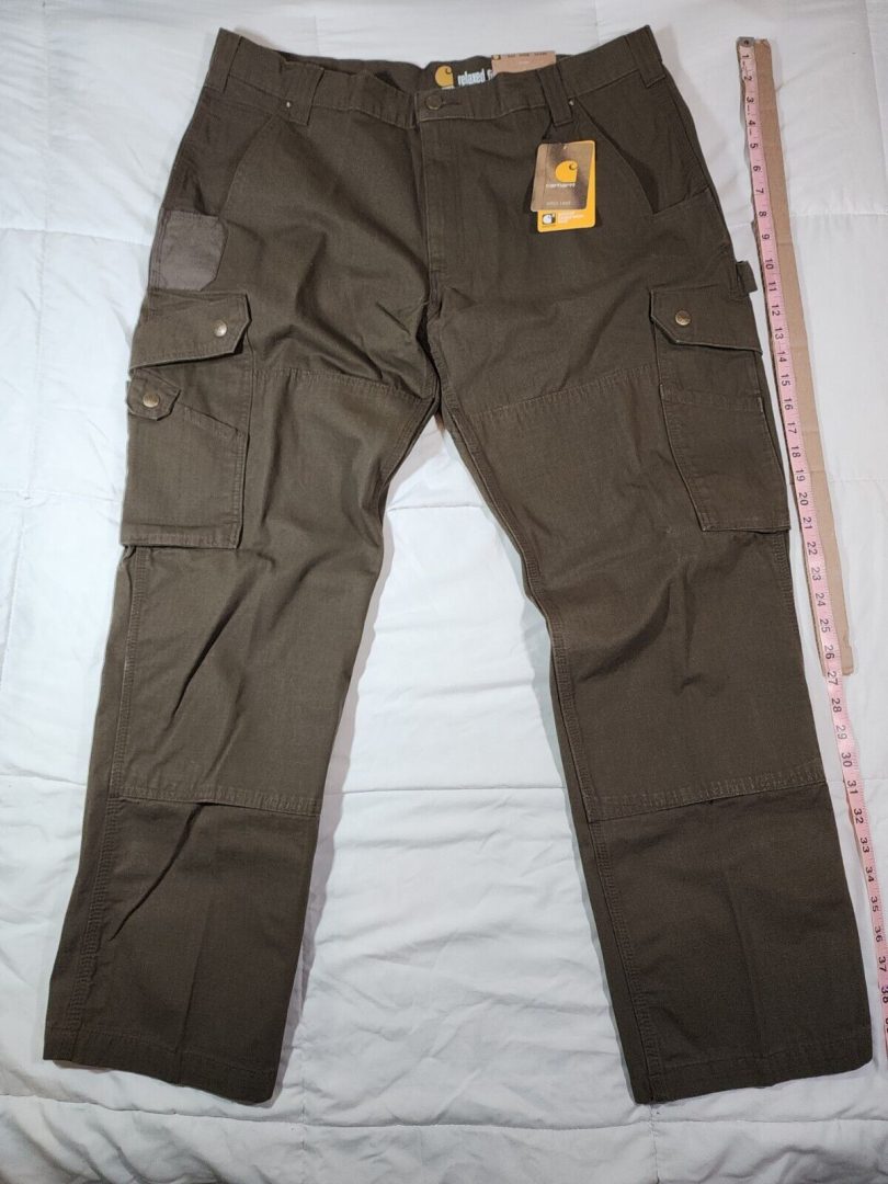 Picture 1 of 17 Men's CARHARTT 38x30 RIPSTOP CARGO PANTS RELAXED FIT B342 DARK COFFEE / BROWN