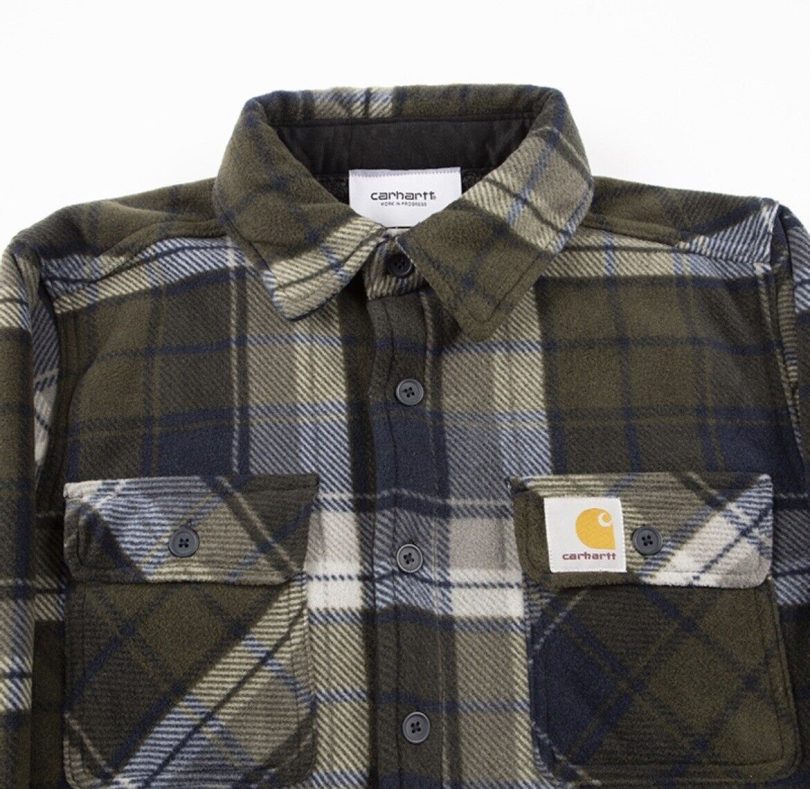 Carhartt Men's Flex Flannel Shirt Shorter Length Relaxed Fit Size Medium Brown