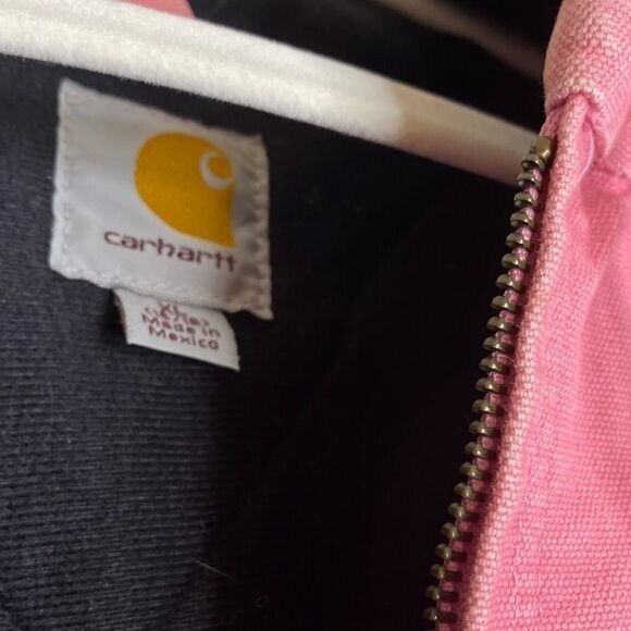 Carhartt jacket Washed Duck Insulated Active Jac WJ130 hood Pink Rose women's XL