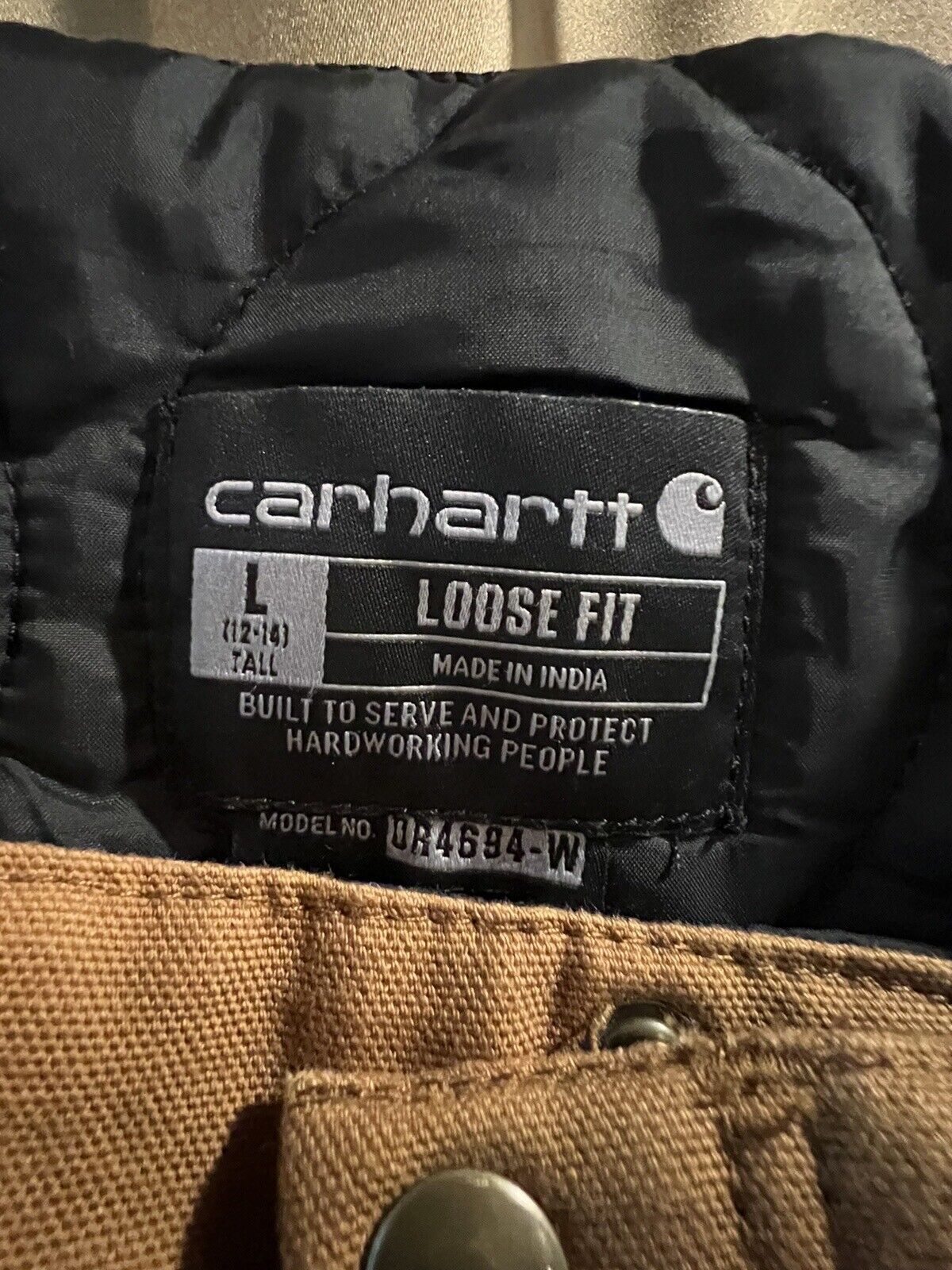 Carhartt Women’s Washed Duck Insulated Biberall Loose Fit Size L 12-14 OR4694-W