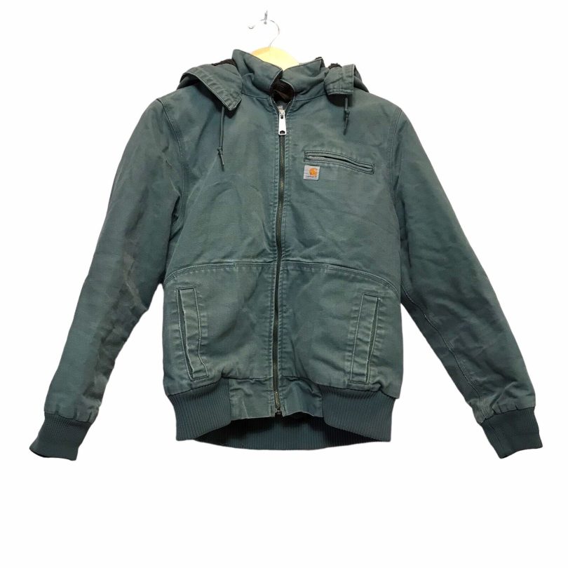 Picture 1 of 14 Hover to zoom Carhartt 100815 Youth Jacket Detachable Hood L 12/14 Sherpa Distressed Green
