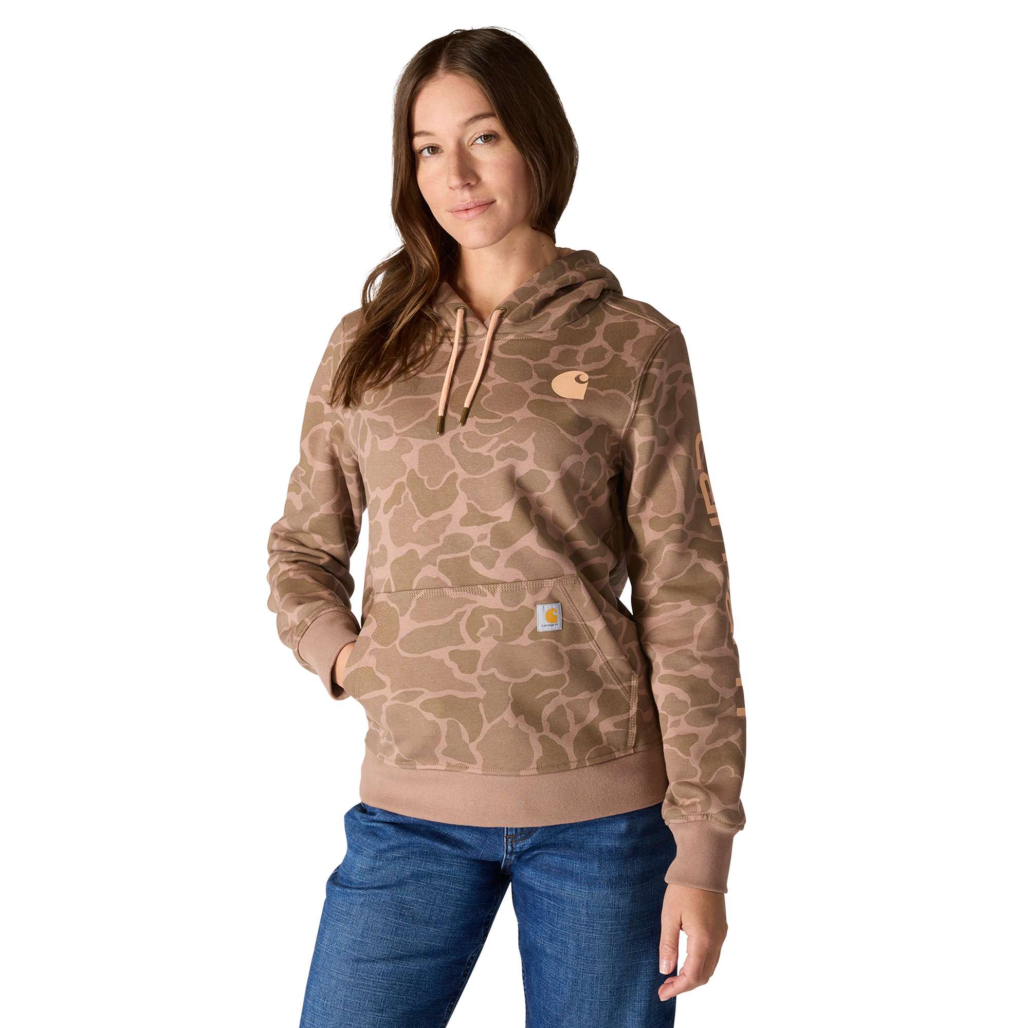 Women's Relaxed Fit Midweight Logo Sleeve Graphic Printed Sweatshirt