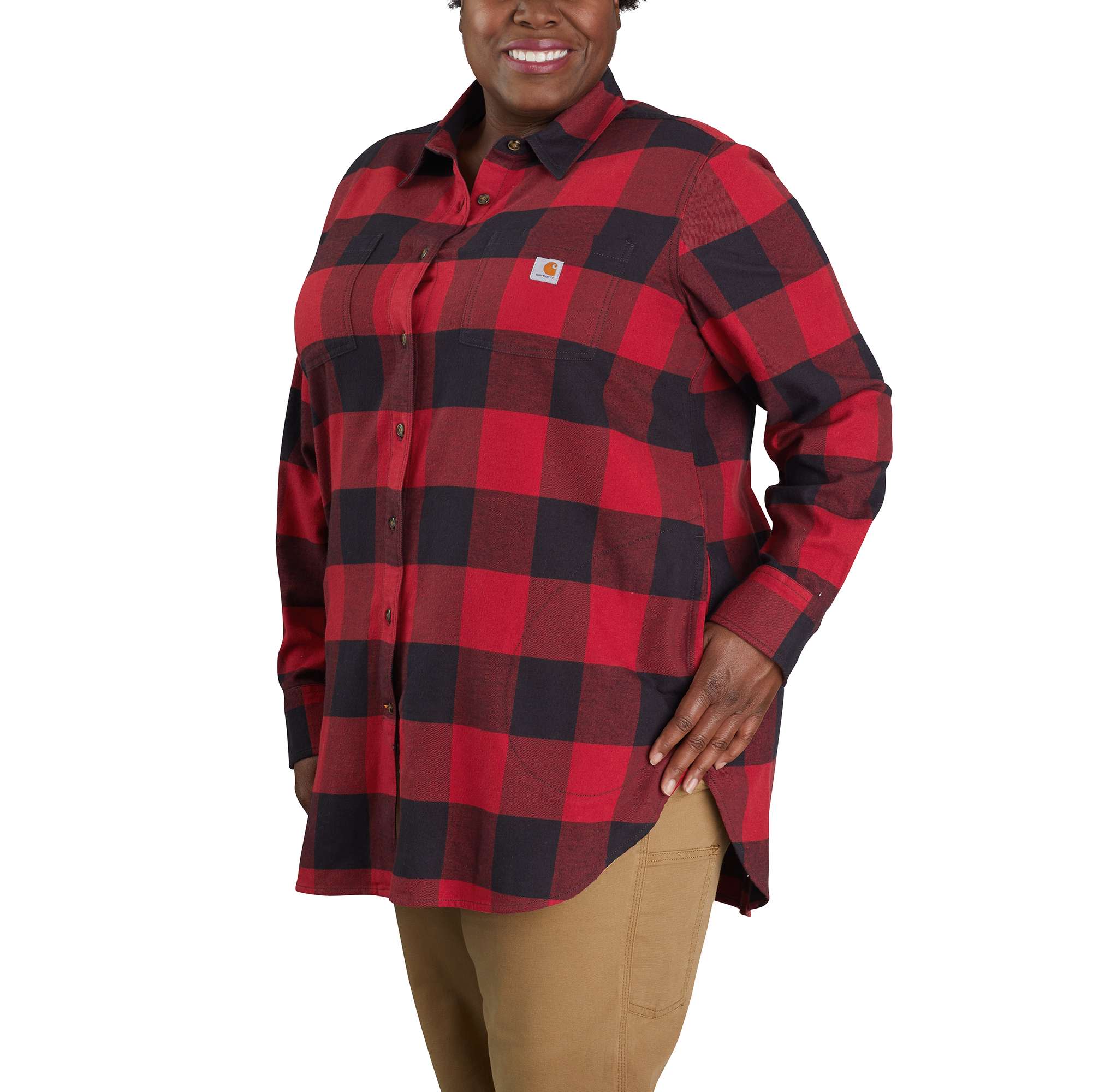Rugged Flex® Relaxed Fit Midweight Flannel Long-Sleeve Plaid Tunic