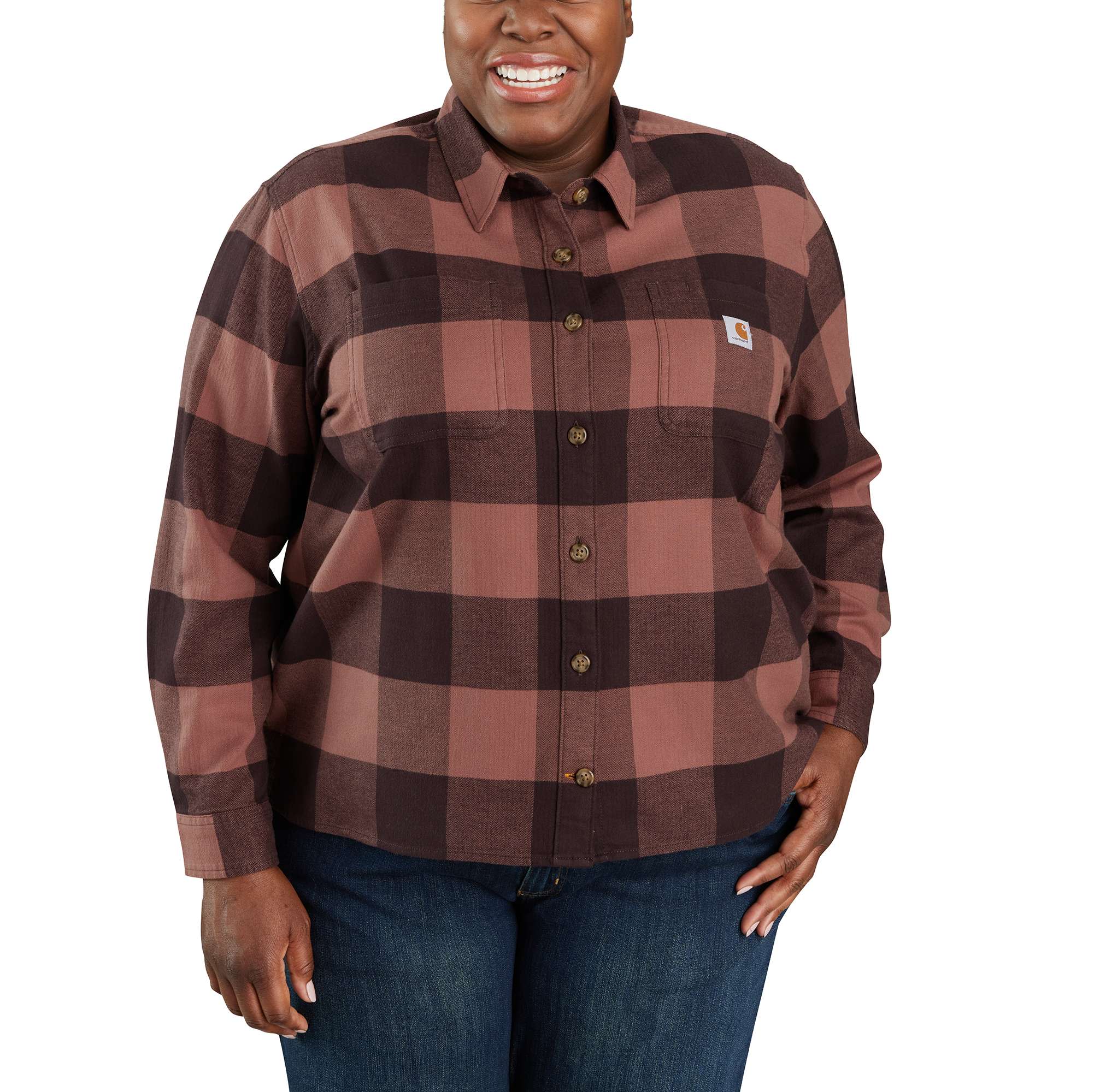 Rugged Flex® Loose Fit Midweight Flannel Long-Sleeve Plaid Shirt