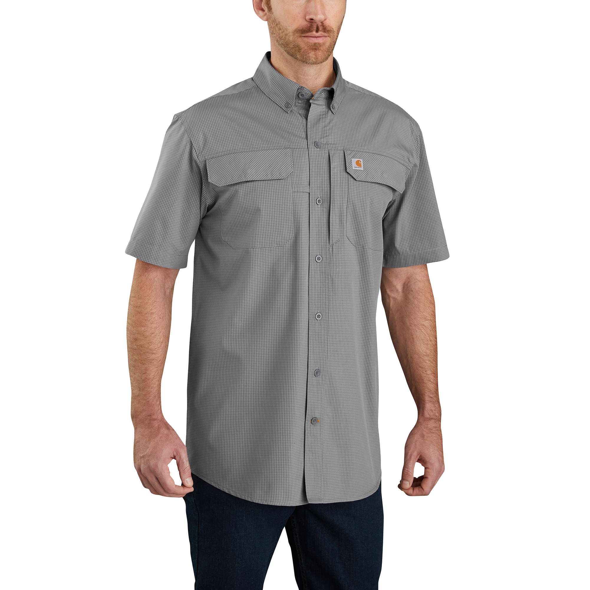 17957-carhartt-force-relaxed-fit-lightweight-short-sleeve-button-front-plaid-shirt-1.jpg Carhartt Force® Relaxed Fit Lightweight Short-Sleeve Button-Front Plaid Shirt