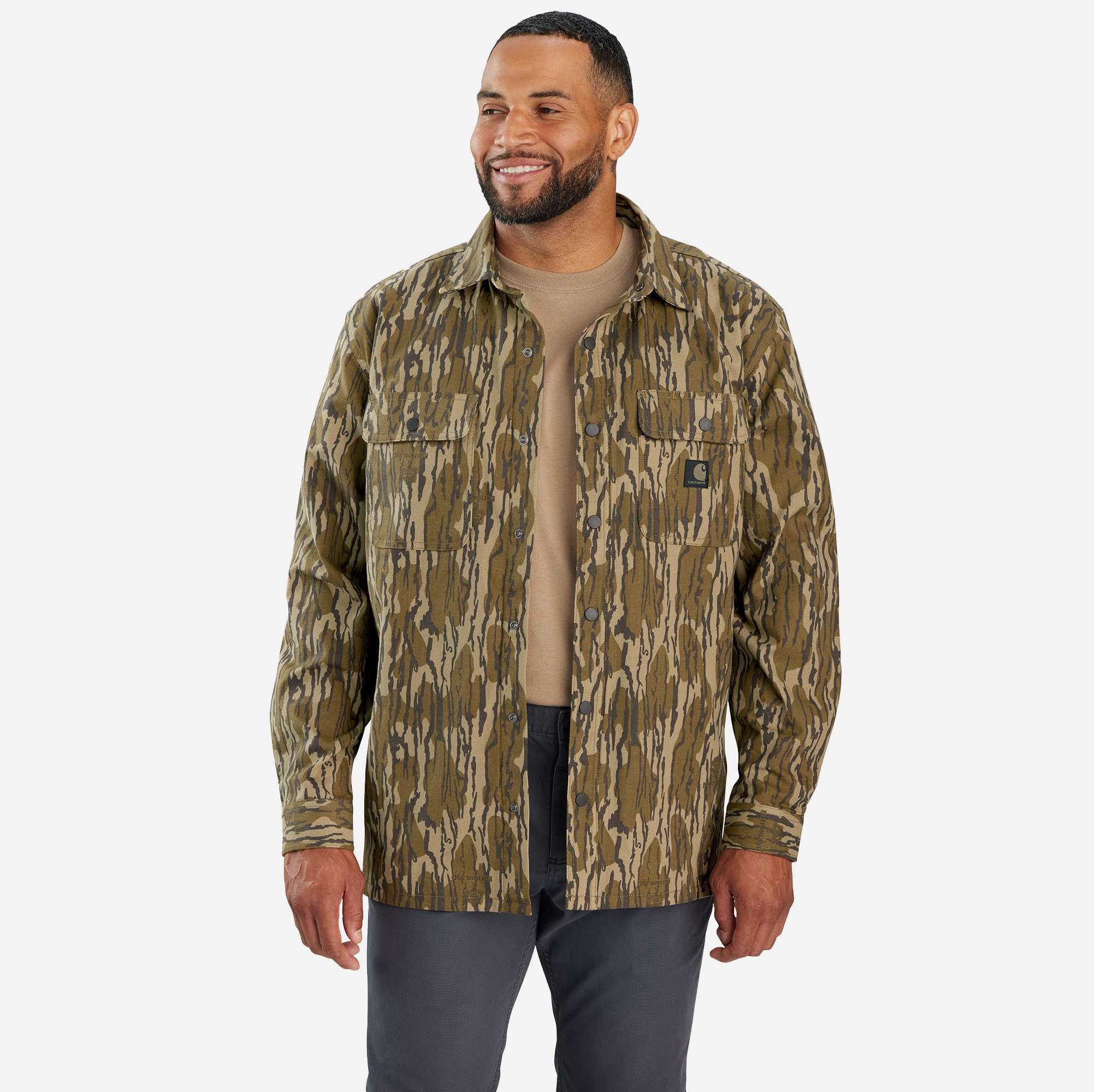 Rugged Flex® Relaxed Fit Canvas Fleece-Lined Camo Shirt Jac