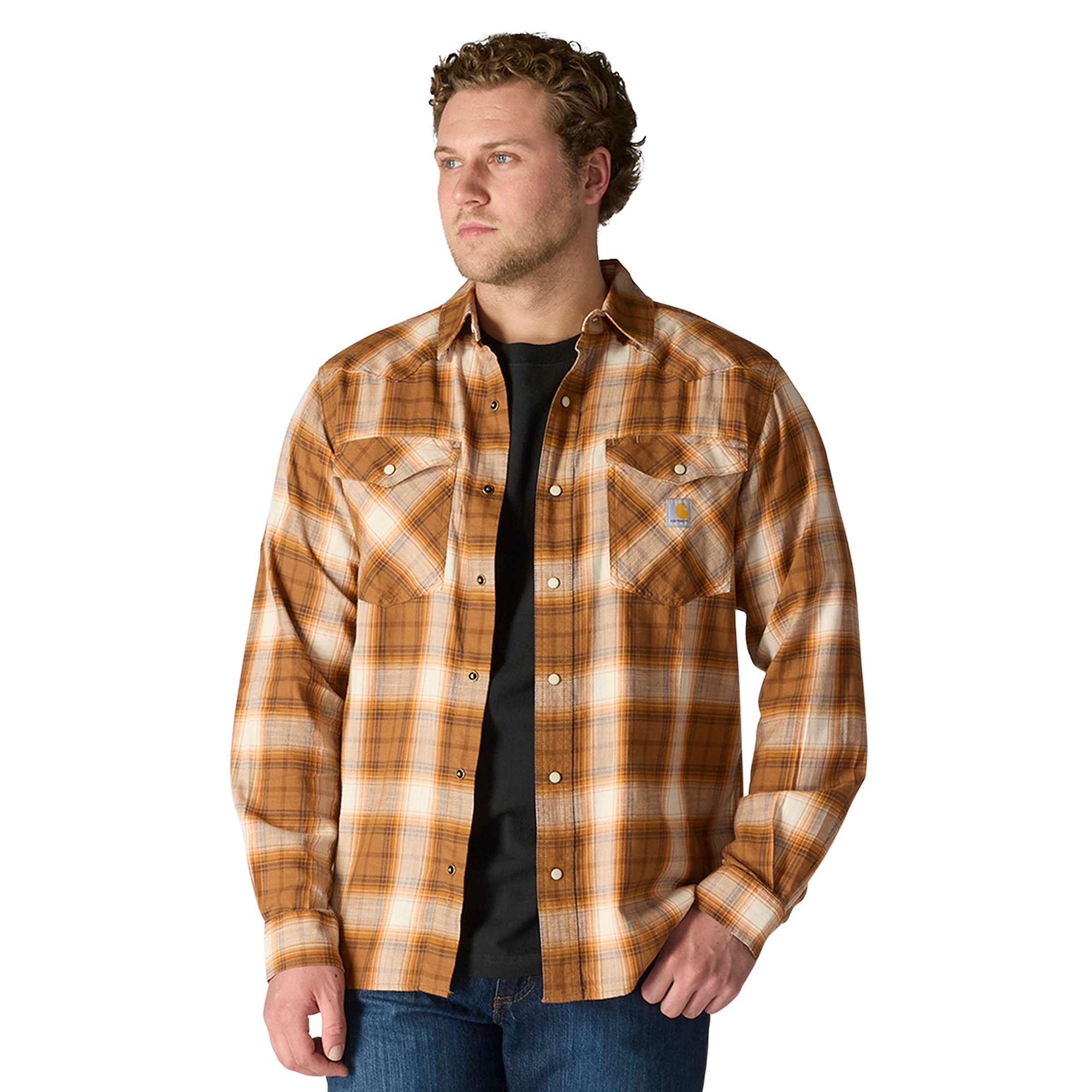 Montana Rugged Flex™ Relaxed Fit Lightweight Long-Sleeve Snap-Front Plaid Shirt
