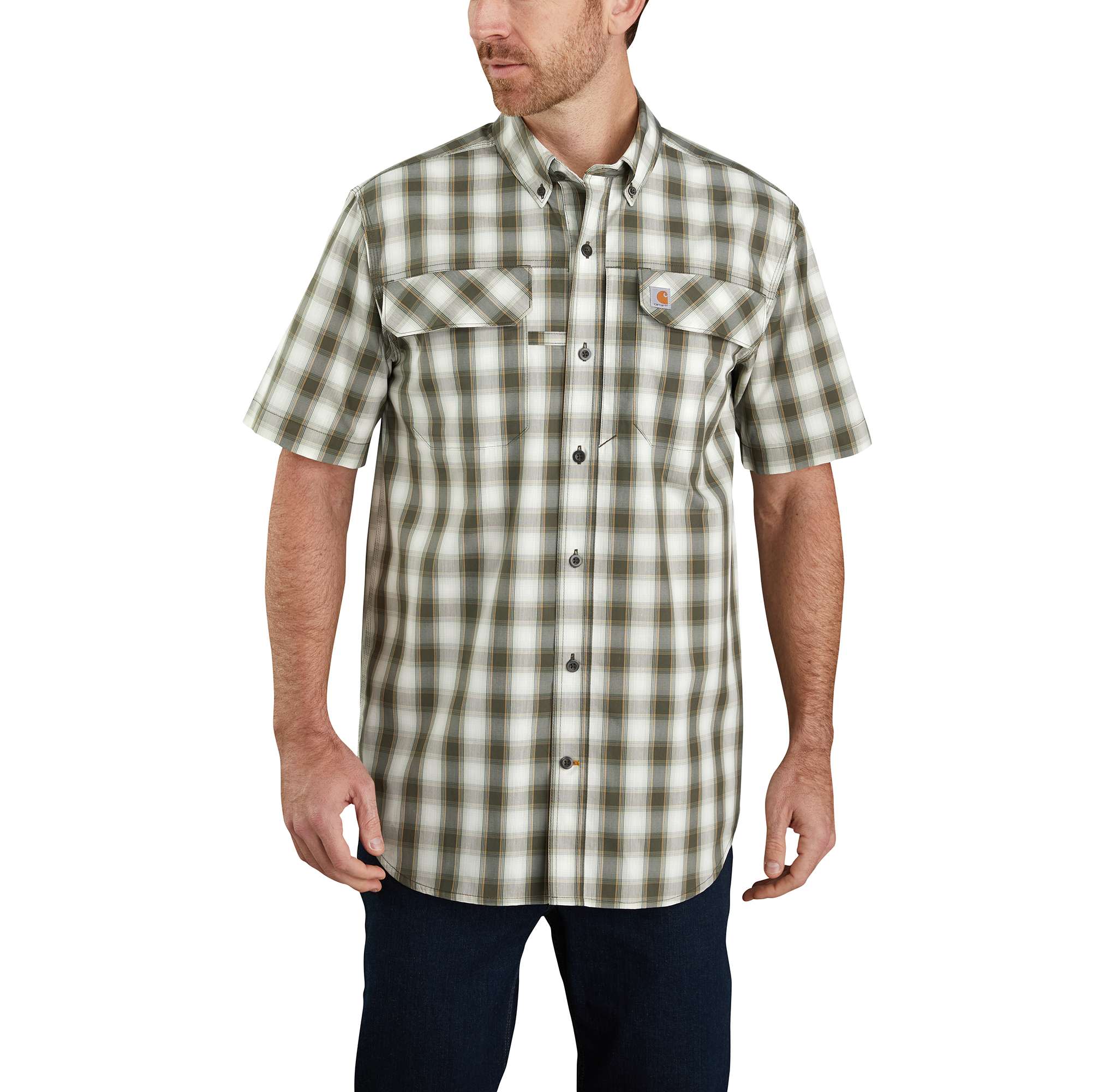 21263-carhartt-force-relaxed-fit-lightweight-short-sleeve-button-front-plaid-shirt-1.jpg Carhartt Force® Relaxed Fit Lightweight Short-Sleeve Button-Front Plaid Shirt