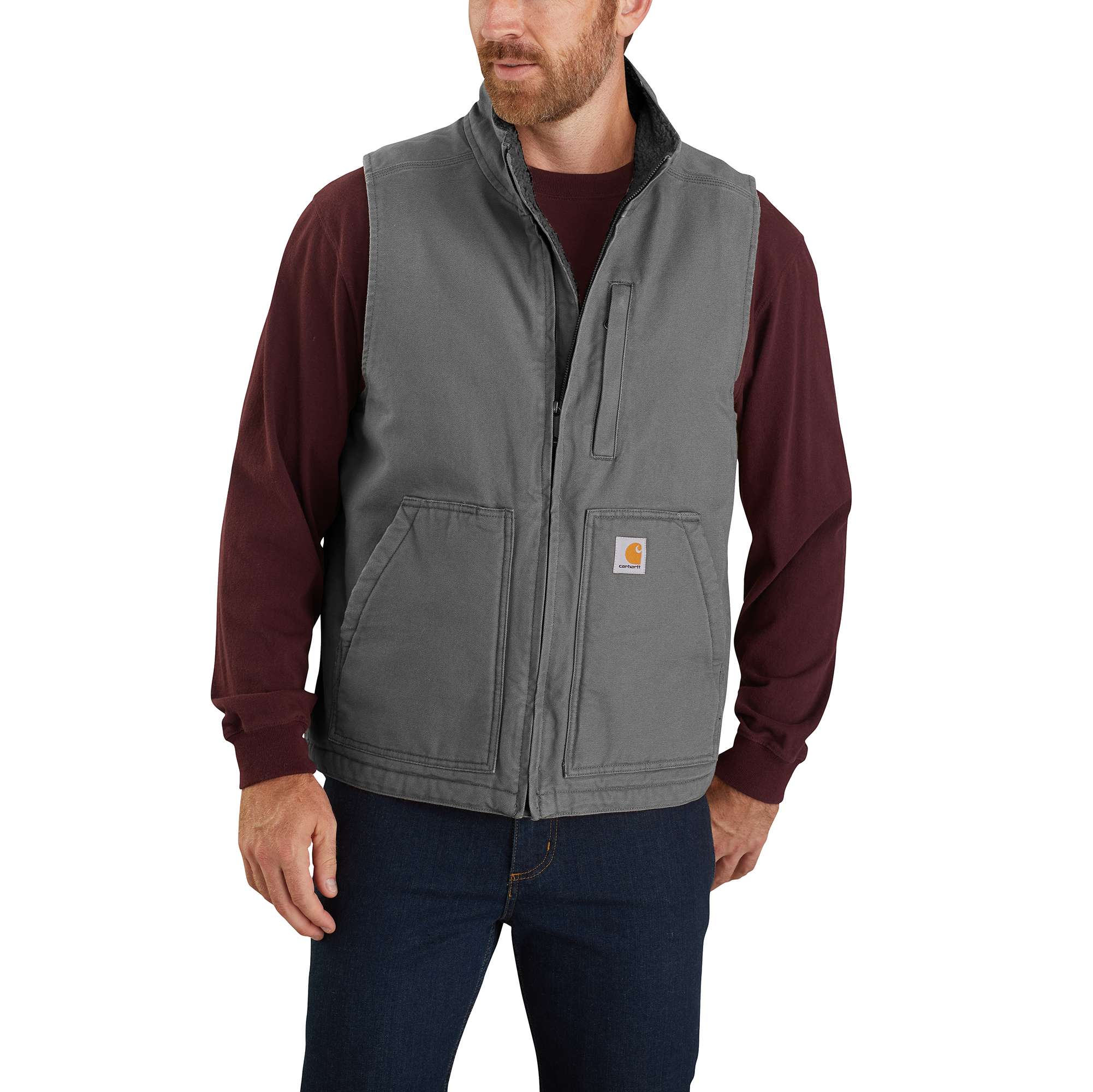 6860-washed-duck-mock-neck-vest-1.jpg Washed Duck Mock-Neck Vest