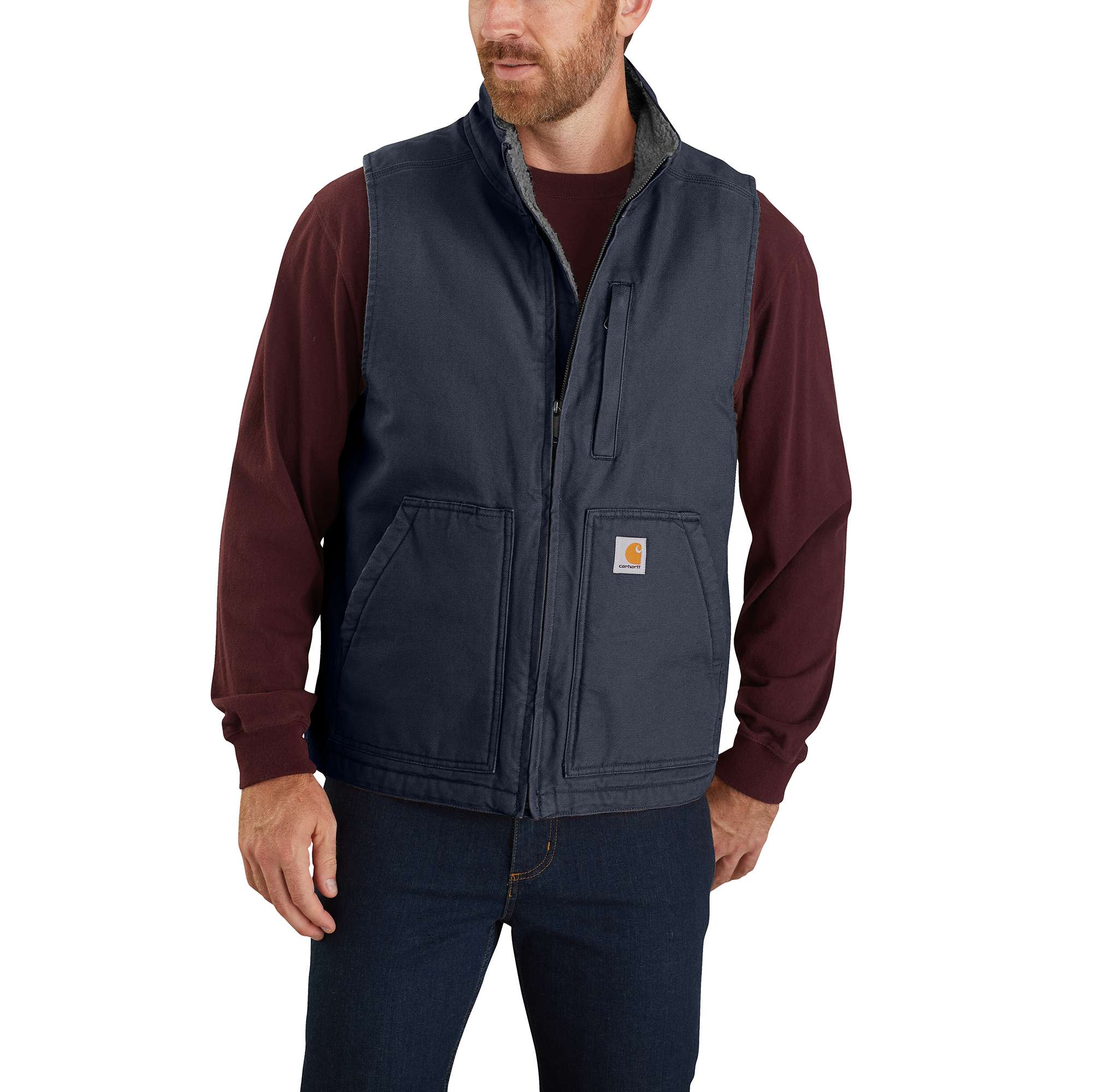 7352-washed-duck-mock-neck-vest-1.jpg Washed Duck Mock-Neck Vest