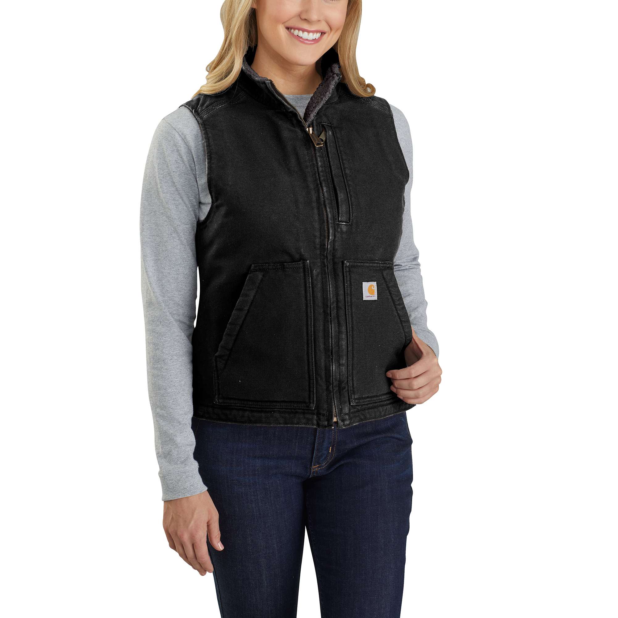 8354-washed-duck-mock-neck-vest-1.jpg Washed Duck Mock Neck Vest