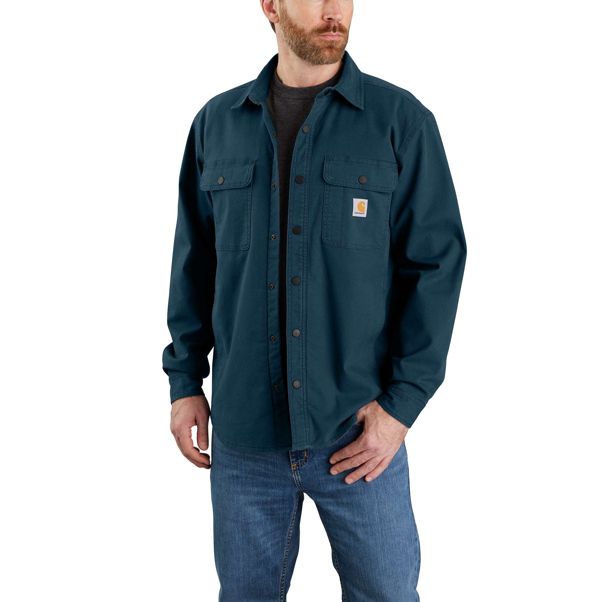 8955-rugged-flex-relaxed-fit-canvas-fleece-lined-shirt-jac-1.jpg Rugged Flex Relaxed Fit Canvas Fleece-Lined Shirt Jac
